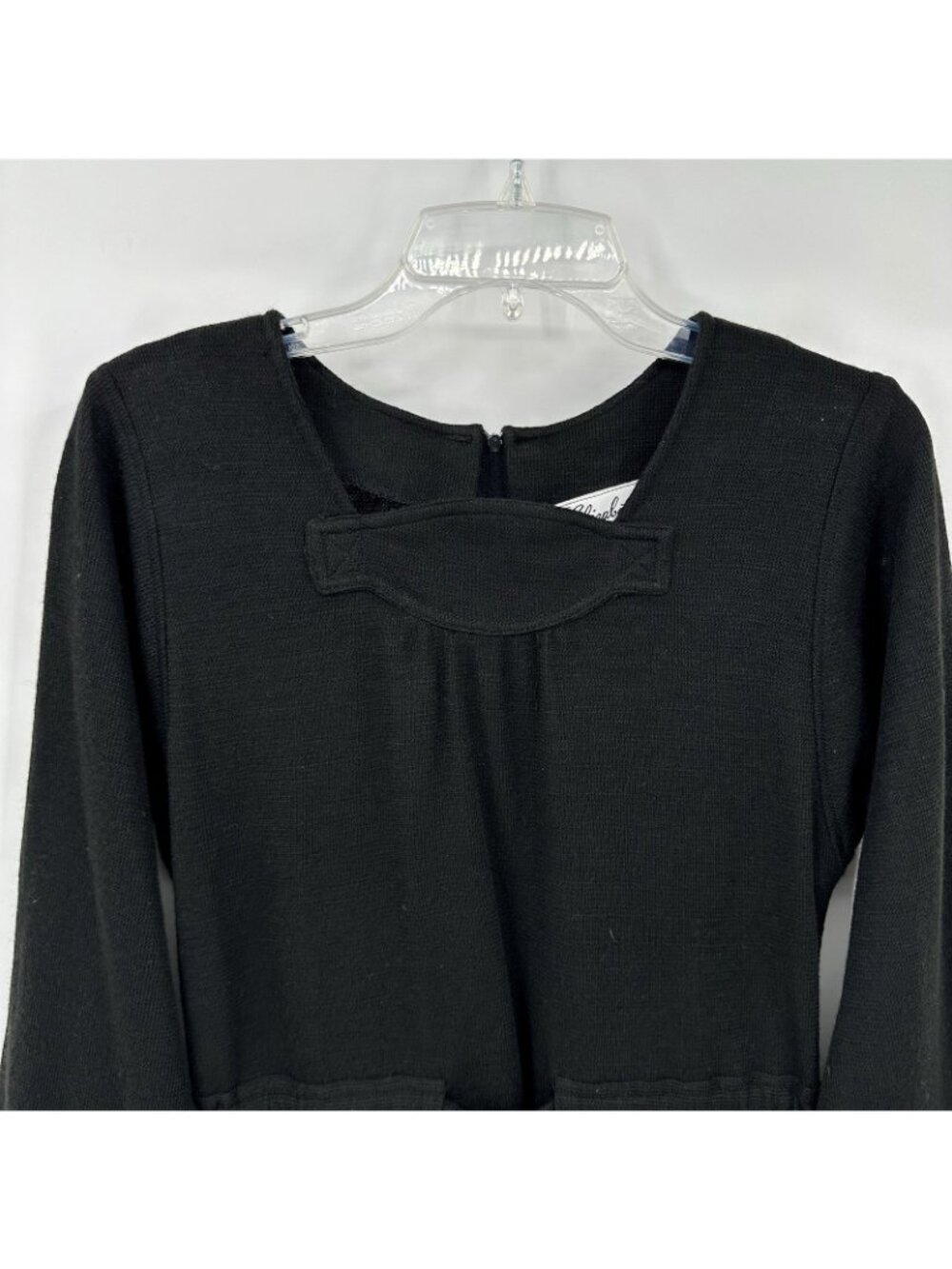 vintage 70s BLACK DRESS MEDIUM minimalist art teacher gallery owner modernist - Picture 4 of 12